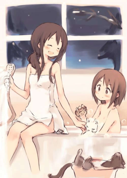 夏の暑い日が続くので美少女とお風呂に一緒に浴場で欲情二次エロ画像